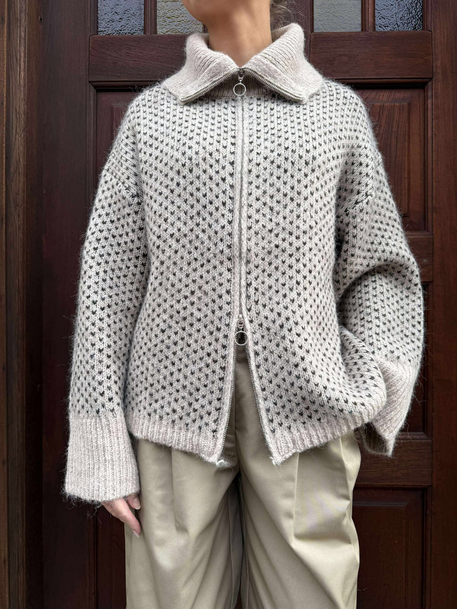 PCMORDIC Knit Cardigan - White Pepper